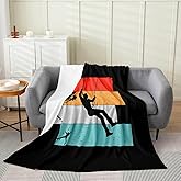 Erosebridal Rock Climbing Flannel Blanket 40x50 Inch Climber Fleece Throw Blanket for Kids Boys Men Patchwork Bouldering Black Orange Red Soft Warm Room Decor