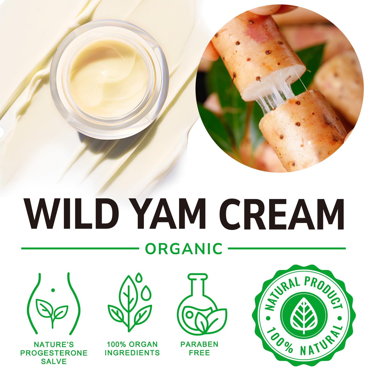 Wild Yam Cream - Wild yam Cream - Suitable for Relieving Symptoms During Periods of Physical Change - for All Skin Types 2.1floz