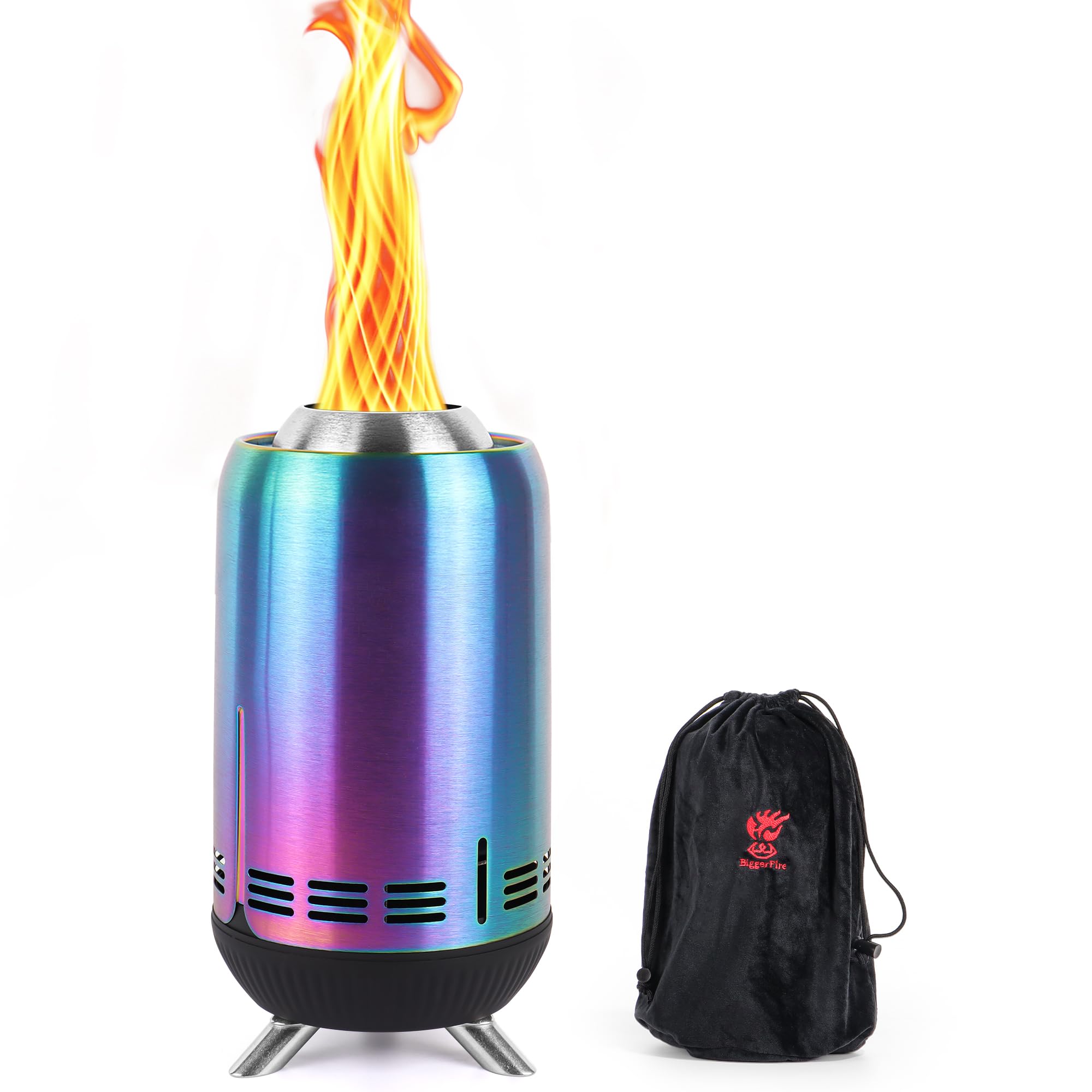 XL Portable Table Top Fire Pit, Tabletop Smokeless Fire Pit, Low Smoke Burning Outdoor Stove Firepit Fueled by Pellets or Wood, for Urban & Suburbs, with Travel Bag,30.6x16.3cm