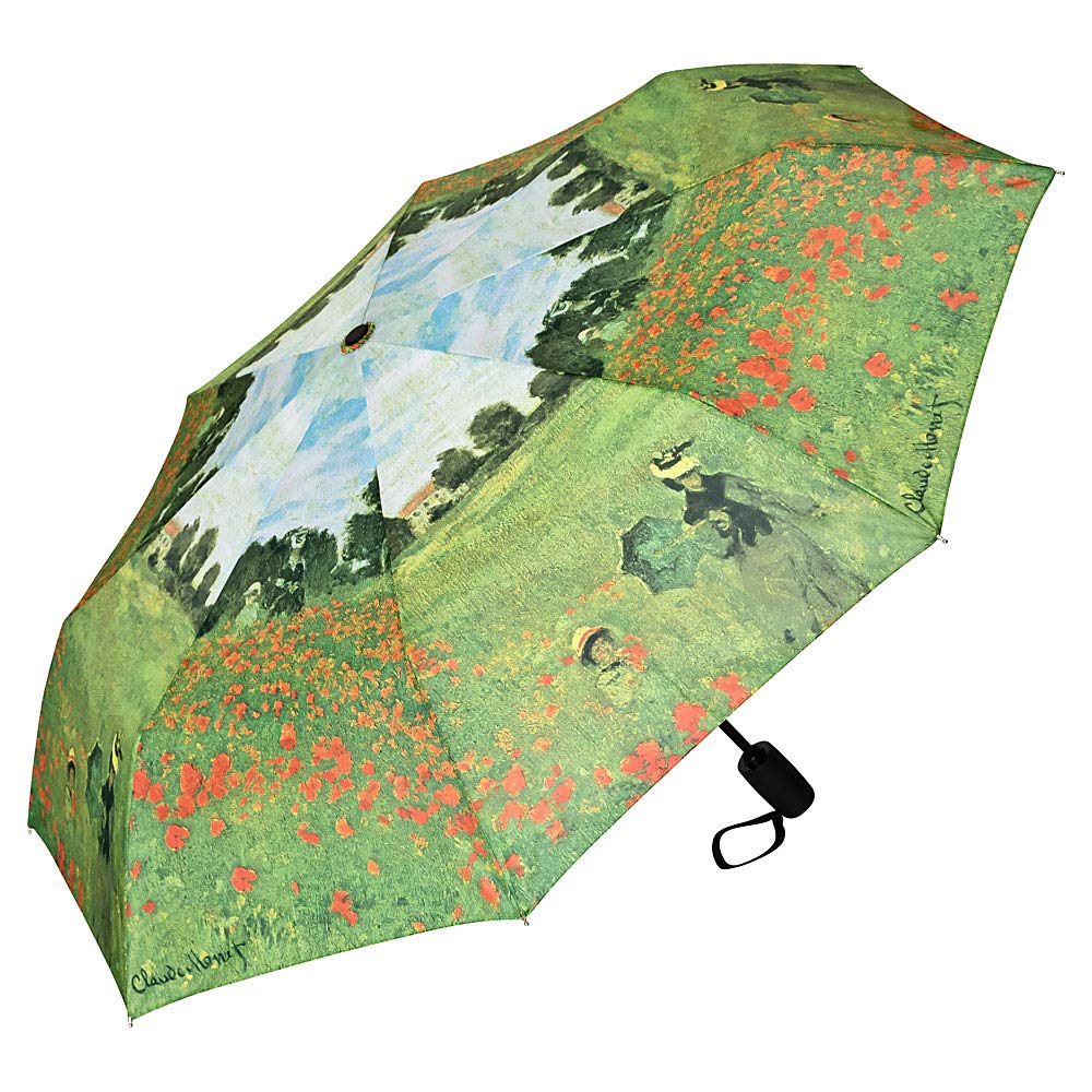VON LILIENFELD® Folding Pocket Umbrella Automatic Lightweight auto Open Motif Women Men Flowers Art Claude Monet Field of Poppies