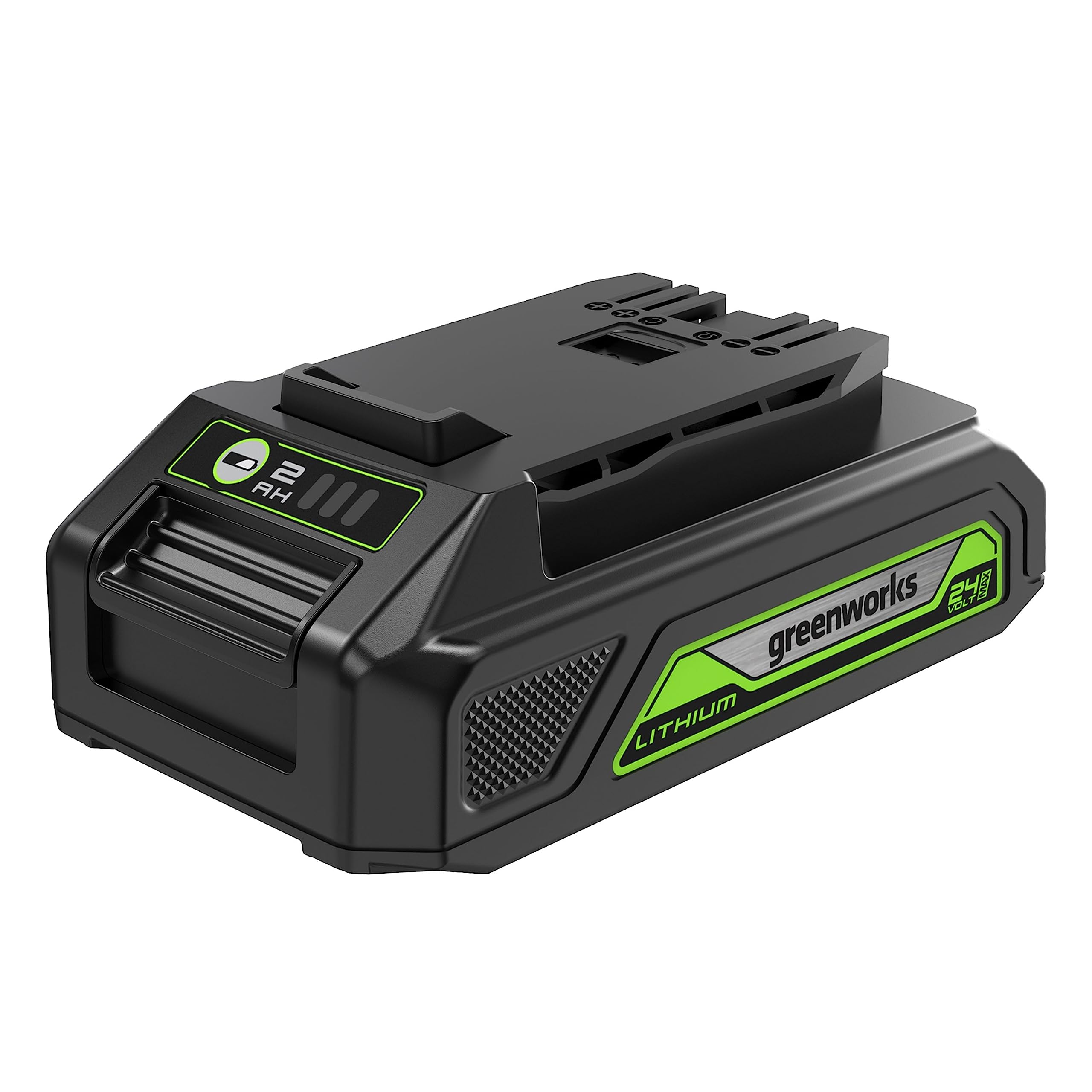 Photo 1 of (missing charger) Greenworks 24V 2.0Ah Lithium-Ion Battery (Genuine Greenworks Battery / 125+ Compatible Tools), Green