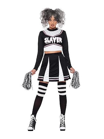 Smiffys 47572M Fever Gothic Cheerleader-Kostüm, Damen, Schwarz, M