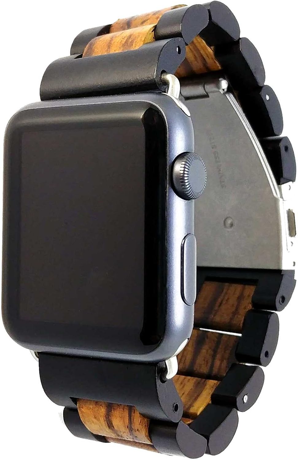 Apple Watch Band - Ottm 42mm Unique Wooden Watch Band for Apple iWatch with extra links and tool for resizing (Zebra/Sandalwood)