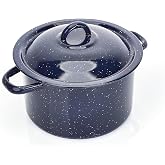 IMUSA 6 Qt Enamel Stock Pot for Canning, Blue | Ideal for Soups, Stews, And Pasta