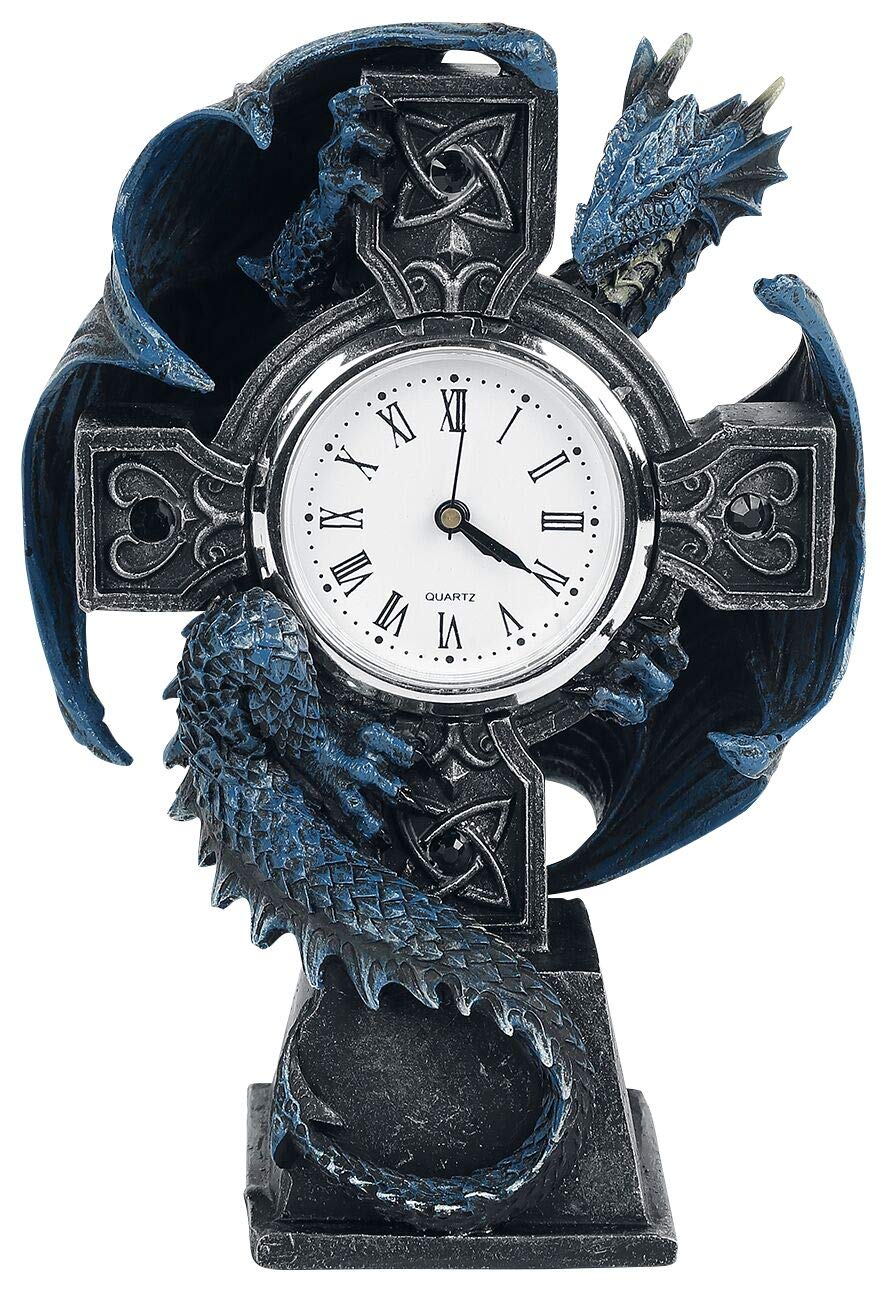 Nemesis Now B3602J7 Draco Clock Anne Stokes 17.8cm, Resin, Blue, One Size