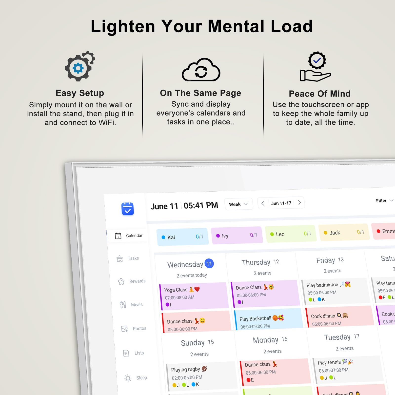 15.6 inch Wall Planner Digital Calendar & Chore Chart, Smart Touchscreen Display for Family Schedules, Hearth Display Digital Calendar, Digital Photo Frame, Great for Organizing Your 2025 Calendar