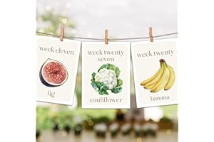 HandEasy Pregnancy Milestone Cards,Locally Grown Farmers Market Themed Party Decorations, Fruits And Vegetables To Track Baby Growth, Weekly Baby Size Cards For Pregnancy Announcement Photos 36 Pcs