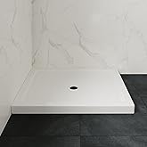 OVE Decors 40 in. W x 32 in. D Shower Base Pan Square, Center Drain, White Acrylic, Reversible Design