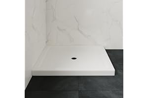 OVE Decors 40 in. W x 32 in. D Shower Base Pan Square, Center Drain, White Acrylic, Reversible Design