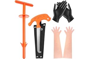 Tellingyou Field Cleaning Tool with Bone Saw and Field Dressing Gloves, Big Game Dressing Tool Combo Set, Deer Processing Long and Short Gut Gloves for Gutting, Deer Cleaning Kit Hunting Accessories