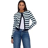 Forever 21 Women’s Striped Cardigan Sweater – Classic Knit Long Sleeve Button Front Layer for Casual and Everyday Wear
