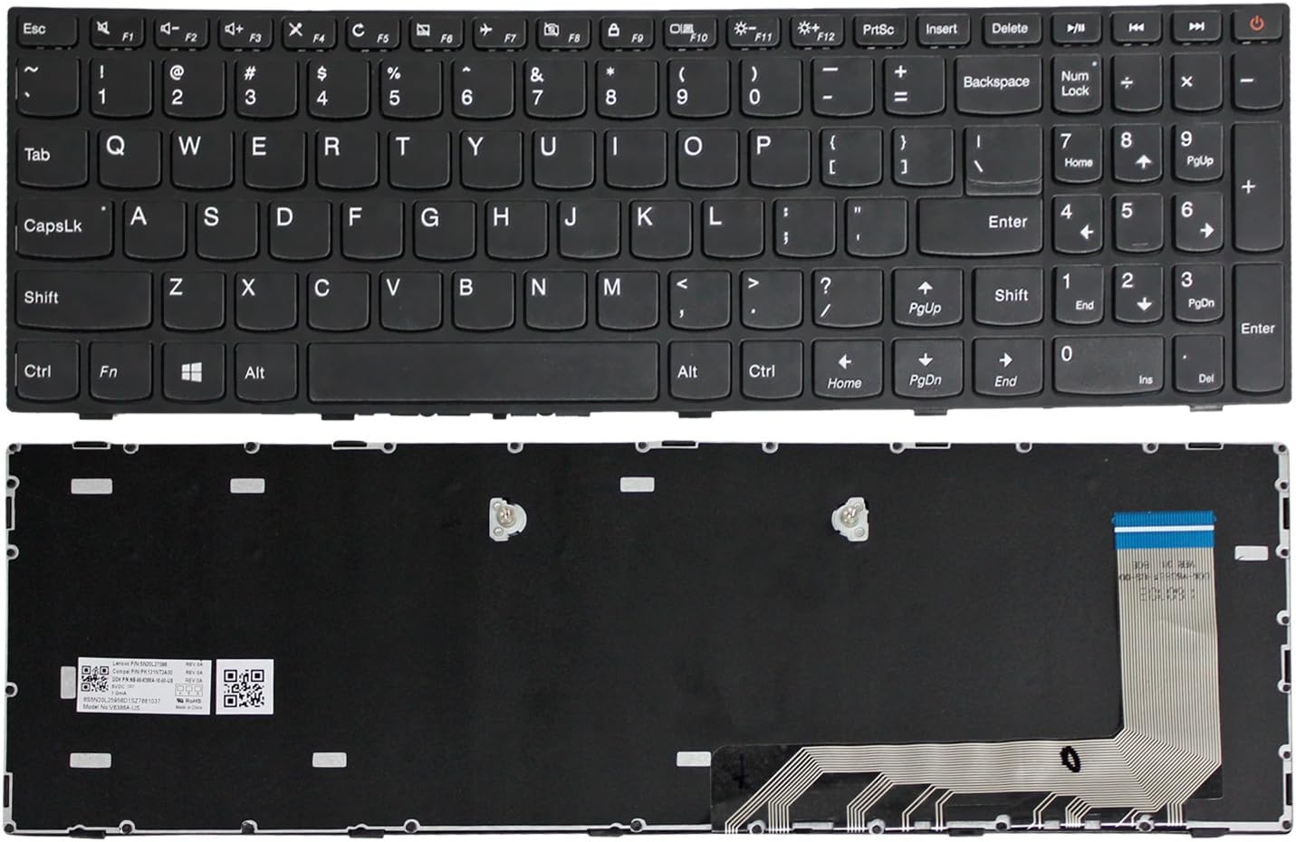 GinTai US Layout Black Keyboard IBM Thinkpad Replacement for Lenovo IdeaPad 110-15ISK 110-17ACL 110-17IKB 110-17ISK PK131NTA00 V155420AS1