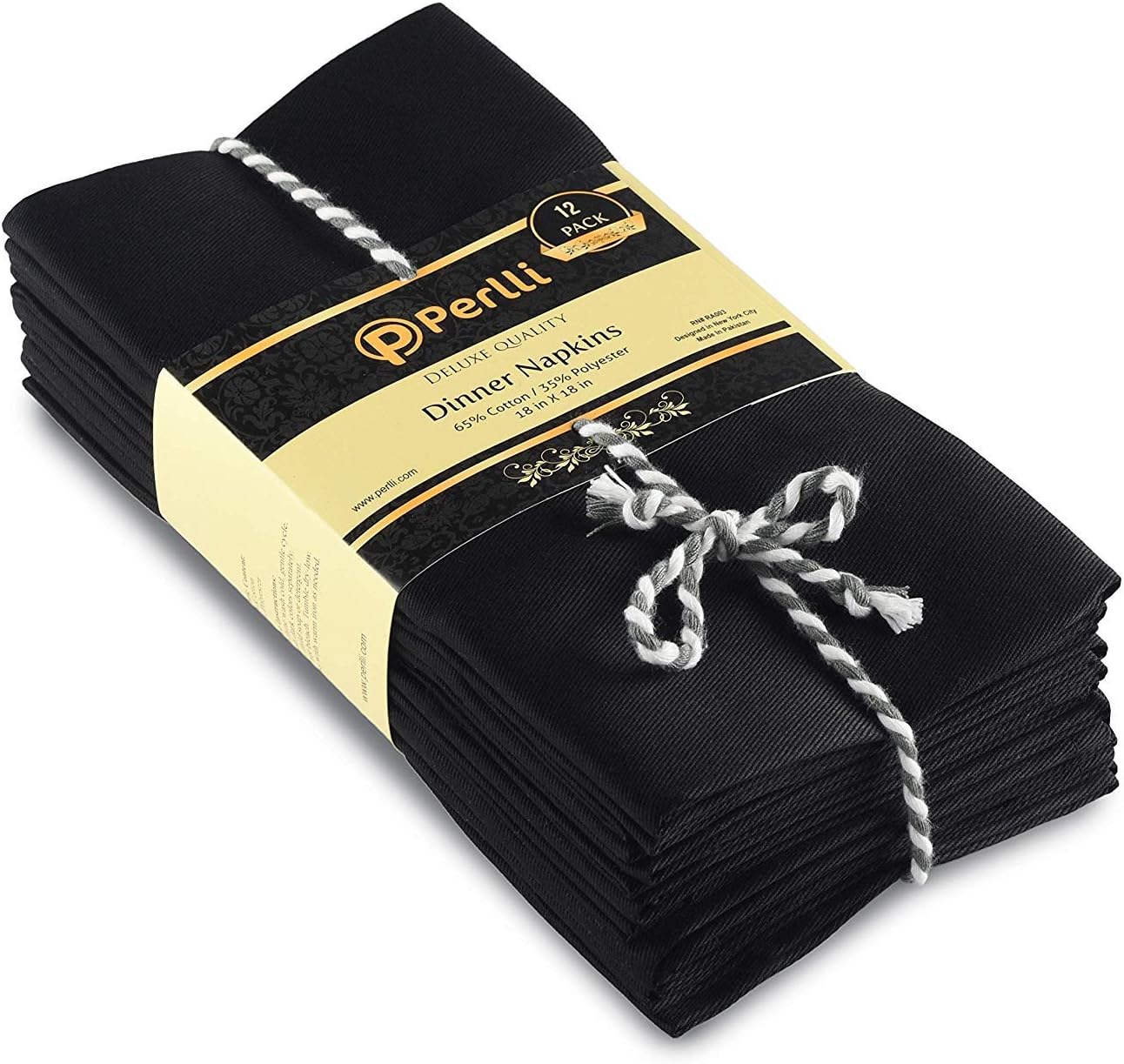 Christmas Napkins Cotton Cloth Dinner Table Napkins Black 12 Pack