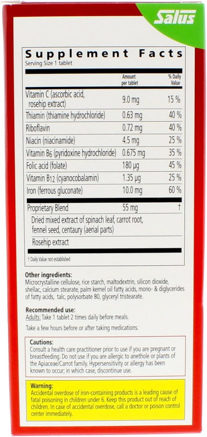 Floradix Tablets Iron Supplement 120Count XL Size - Supports Red Blood Cell Formation - Vegetarian, No Constipation, Non-GMO: Health & Personal Care