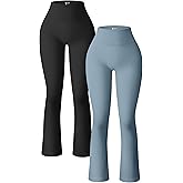 OQQ Women's 2 Piece Yoga Pants Ribbed Seamless Workout High Waist Bell Bottoms Flare Leggings