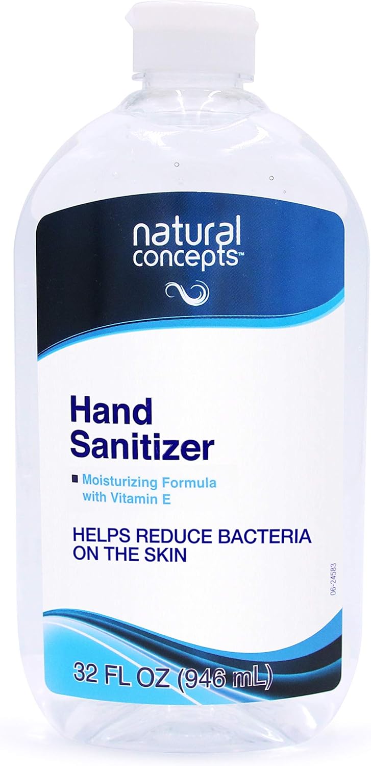 Natural Concepts Hand Sanitizer Gel, Value Pack of 4, 32 oz Bottles, 65% Ethyl Alcohol with Vitamin E, Protects Against Germs On-The-Go: Health & Personal Care