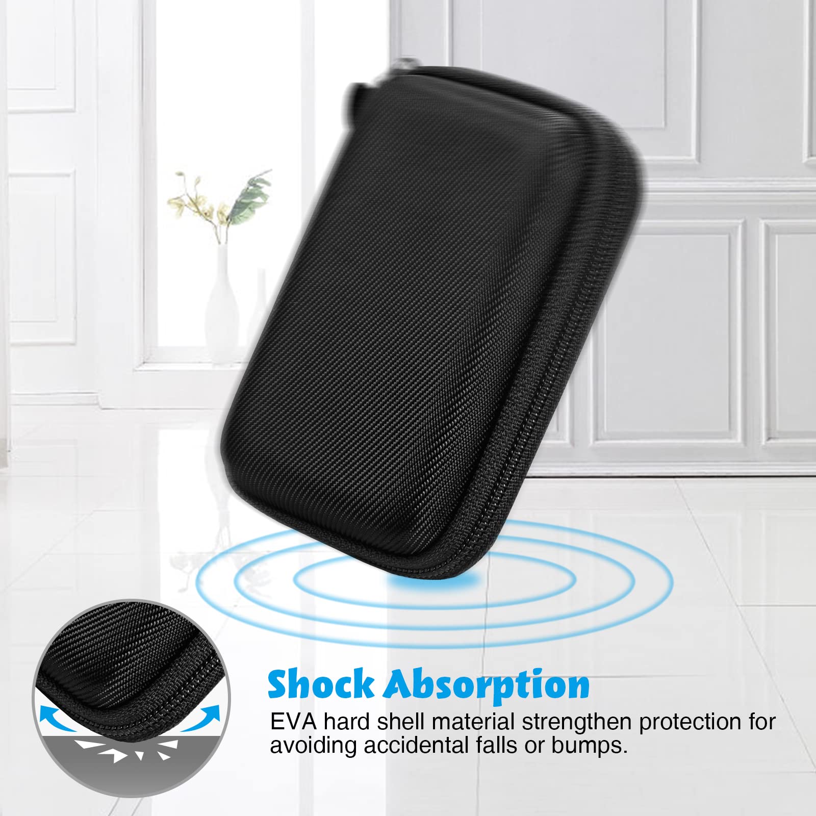 Hard Shell Protective Case for Freestyle Libre 3 2 / Libre Reader, Lightweight Shockproof Diabetic Storage Carrying Case with Clip and Handle (Black)