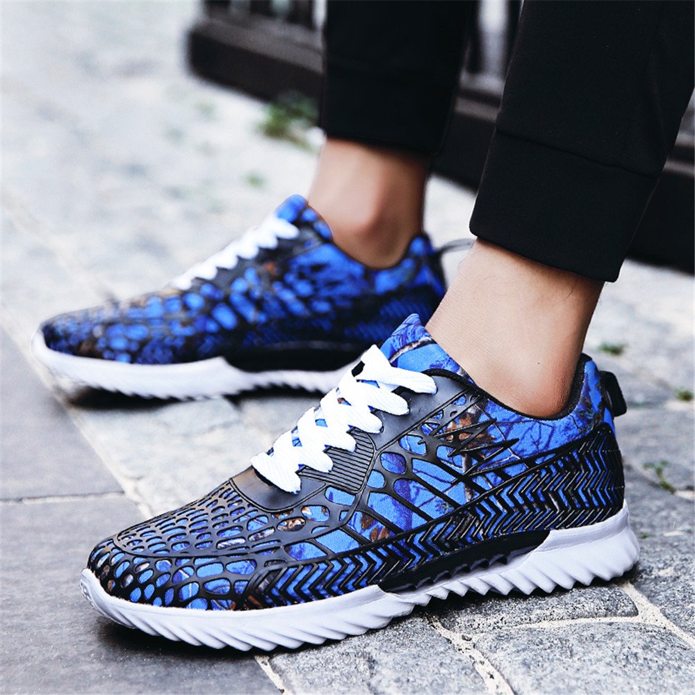 XHY Men\'s Lightweight Breathable Sports Sneakers Casual Atheletic Running Shoes Jogging Climbing Gym Couples\' Blue Size 10.5(Men)