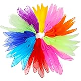 NASUM Dance Scarves, 20 Pieces Square Juggling Silk Dance Scarves Movement Scarves Magic Tricks Performance Props Accessories