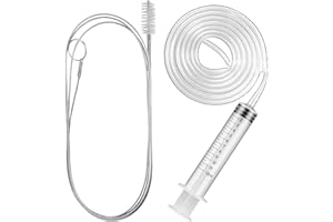 Gisafai 3 Pcs 36'' Refrigerator Cleaning Kit with 12 ml Syringe Compatible with Water Line for 1.5m Flexible Refrigerator Scrub Brush Flexible Feeding Tube Brush for Ice Maker Dispenser