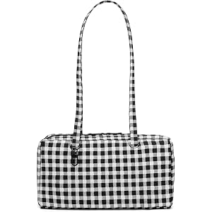 Lightweight Nylon Bowler Bag for Women, Casual East-West Shoulder Handbag Featuring Charm Loop, Everyday Tote Bag