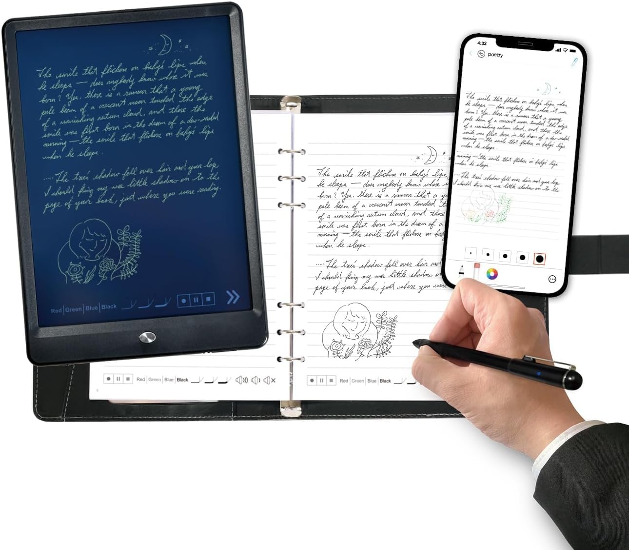 Photo 1 of Ophayapen 3in1 Syncify Digital Notebook Smart Pen Notebook and Writing Board Set, Real-time Sync for Digitizing, Storing, and Sharing Paper Notes, Compatible with Smartphone (Android and iOS)