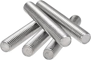 uxcell 5Pcs M8 x 50mm Fully Threaded Rod 304 Stainless Steel Right Hand Threads