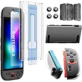 Switch 2 Screen Protector Accessories for Nintendo, 10-In-1 Bundle: Tempered Glass, Dockable Case Clear Hard Shell, Two Protective Cover for Joycon Controller Thumb Grip, 2025 Switch2 Console Game Kit