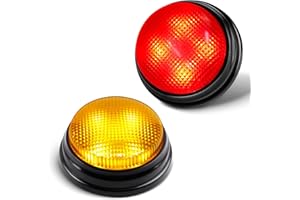 BEAN LIEVE 2-Pack Game Buzzers - Super Bright 4-LEDs, Unique Sounds, Compact Portable & Lock Switch - Trivia Buzzer System fo