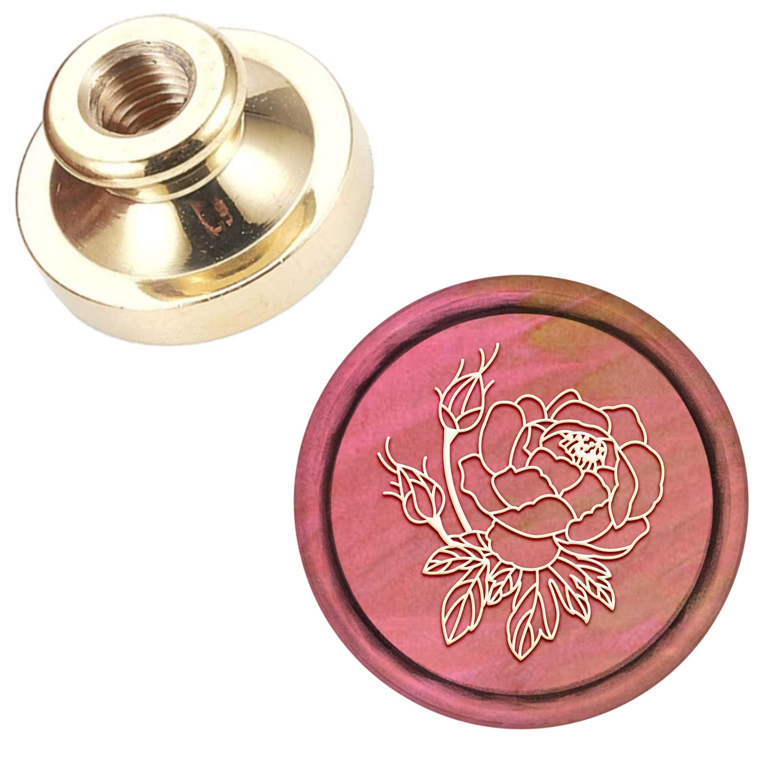 CRASPIRE Wax Seal Stamp Head Flower, Removable Sealing Brass Stamp Head Peony for Creative Gift Envelopes Invitations Cards Decoration