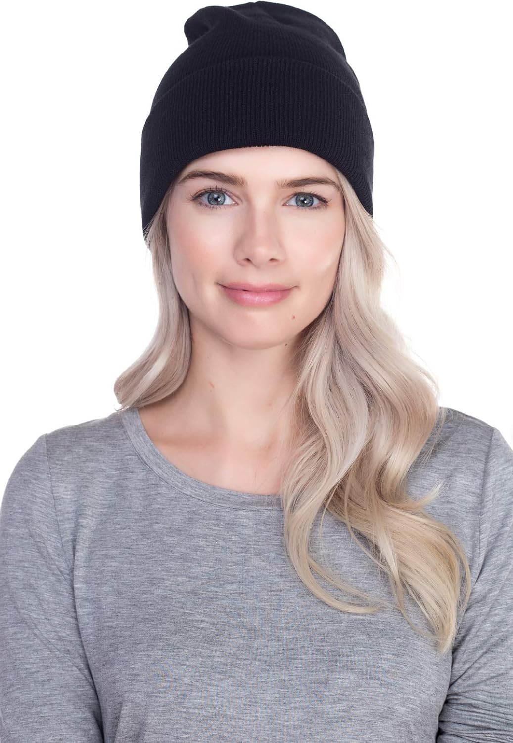 Top Level Unisex Cuffed Plain Skull Beanie Toboggan Knit Hat/Cap, Blk at  Men’s Clothing store