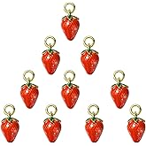 COGCHARGER Cherry Strawberry Charms for Jewelry Making Bulk Red Cute Enamel Charms Pendants for Earrings Necklaces Bracelets DIY Supplies