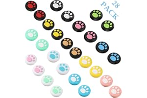 Sumind 28 Pieces Replacement Cute Cat Claw Design Thumb Grip Caps Thumb Grips Analog Stick Cover Joystick Cap Soft Silicone Cover Compatible with Nintendo Switch, Switch Lite and Joy Con Controller