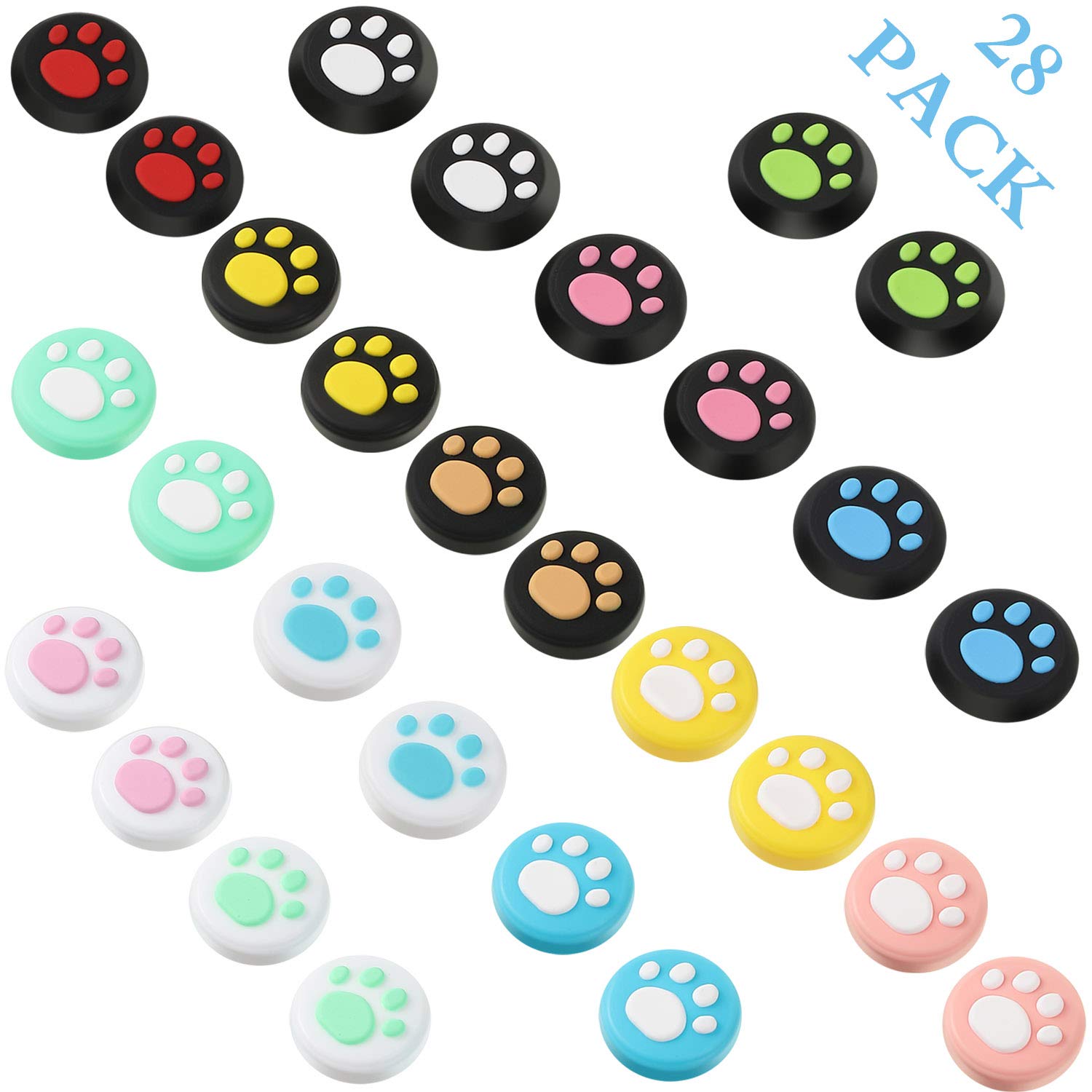 Photo 1 of Sumind 28 Pieces Replacement Cute Cat Claw Design Thumb Grip Caps Thumb Grips Analog Stick Cover Joystick Cap Soft Silicone Cover Compatible with Nintendo Switch, Switch Lite and Joy Con Controller