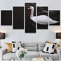 SIGNWIN 5 Panel Canvas Wall Art Swan Lake for Home Decorations Ready to Hang - 60