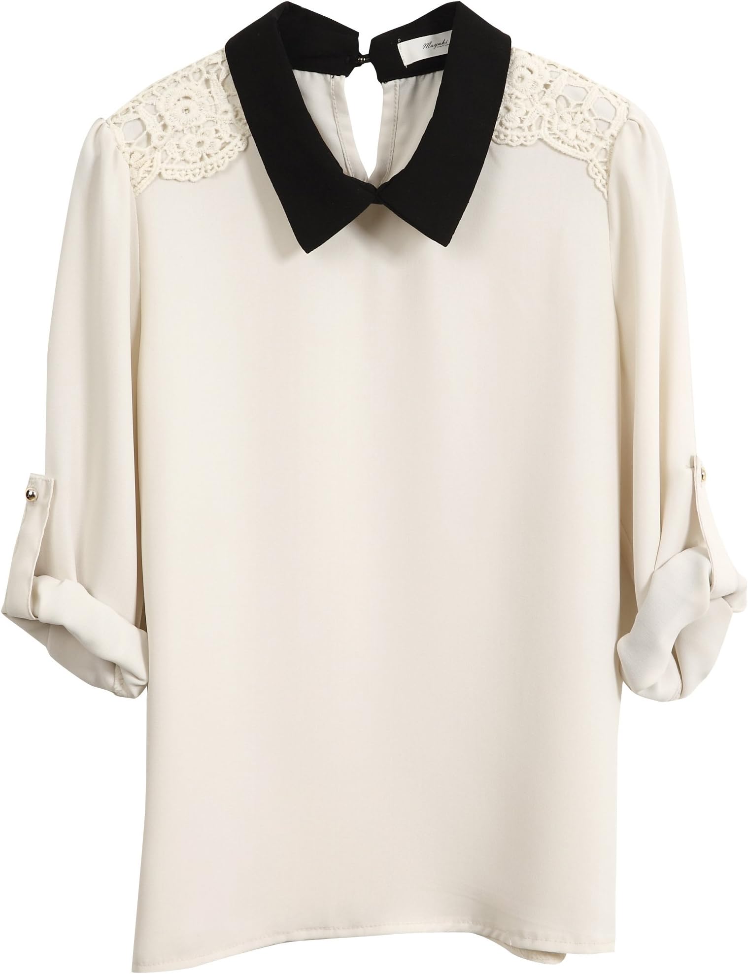 Mayuki Women's Chiffon Top With Crochet Collar