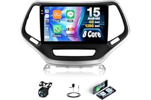 [4G+128G] Android 15 Car Radio for Jeep Cherokee 2013-2018 with Wireless CarPlay Android Auto,10.1" Touchscreen Car Stereo wi