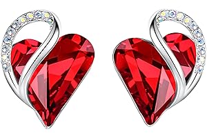 Leafael Infinity Love Heart Crystal Stud Earrings for Women, Silver Tone Fashion Statement Jewelry, Birthday Gifts for Daughter Girlfriend Mom Wife, Healing Stone for Protection, Jet Black