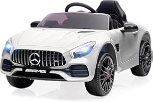 HarmoHaby 12V Kids Ride On Car, Power Battery Electric Vehicles for 3-8, Licensed Mercedes-Benz Ride On Toys Car w/Parent Remote Control, Mp3 Player - White