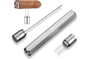 Demcigar Cigar Draw Enhancer Tool, 2-in-1 Cigar Poker & Cigar Nubber, Practical Cigar Accessories Tool for All Size Cigars, Gifts for Men (Silver)
