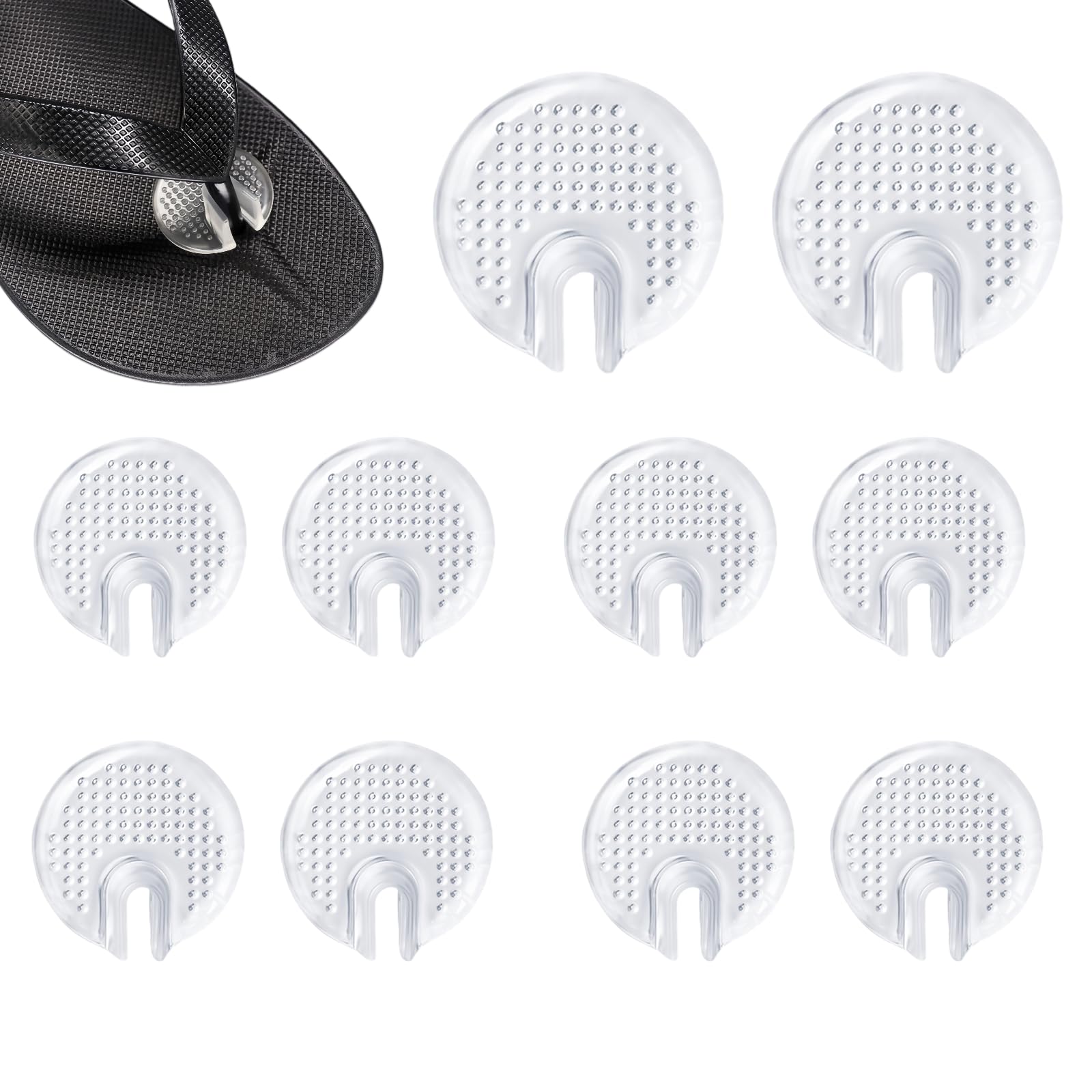 5 Pairs Clear Silicone Thong Sandal Toe Protectors Sandal Flip Flop Gel Toe Guards Cushions Grip Pads Thong Protectors with Grain Surface