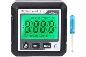 Digital Level Angle Gauge, Multifunctional Digital Level Box with Magnet Electronic Angle Gauge Inclinometer Protractor (Blac