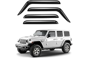GrandWheel Co Smoke Tinted Tape-On Side Window Vent Visor Deflectors Rain Guards Compatible with Jeep Wrangler 2018-2026 JL -