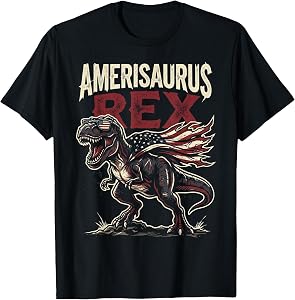 Funny 4th of July Dinosaur Amerisaurus Rex Boys Kids Youth T-Shirt