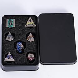 Maywin D&D Dice Set Metal,Large Striped Glitter
