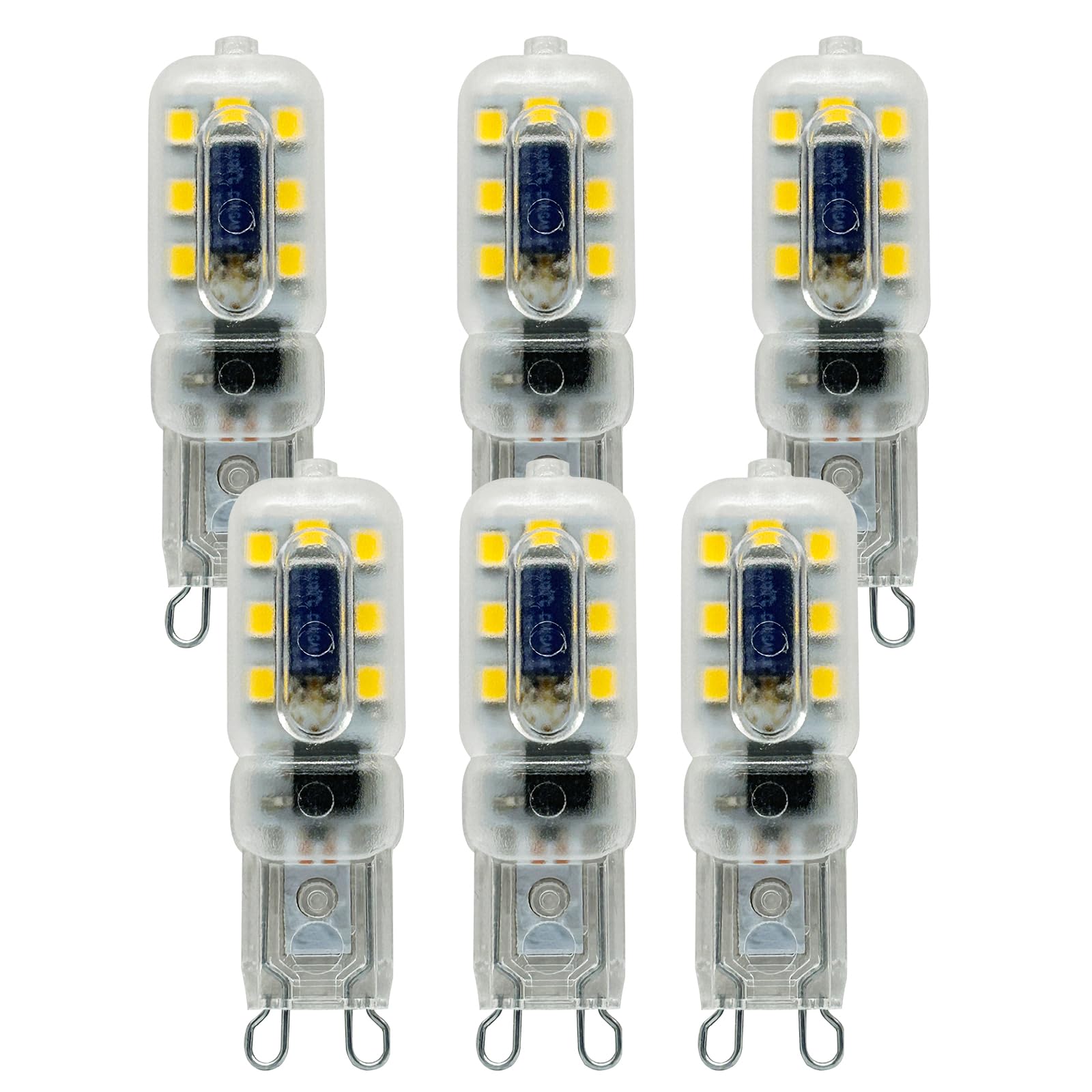 paul russells LED Bulbs, 2.2W, Daylight 6500K, 200LM, Equivalent to 20W G9 Halogen Bulbs, Non-Dimmable, Energy Saving G9 Bi-Pin Capsule Bulb, for Home Lighting Chandelier Lamp Decor, 6 Packs