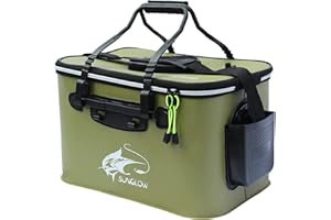 Foldable Fishing Bucket, 23L/30L/38L Live Fish Container, Multi-Functional Bait Bucket, Outdoor Camping EVA Bag and Protectio