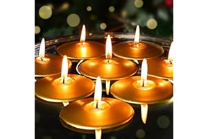 CAPANIEL 3 inch Floating Candles 36 Packs Gold Floating Candle for Centerpieces 8-9 Hours Floating Candles 3” Water Candles for Cylinder Vases, Pool, Wedding, Christmas