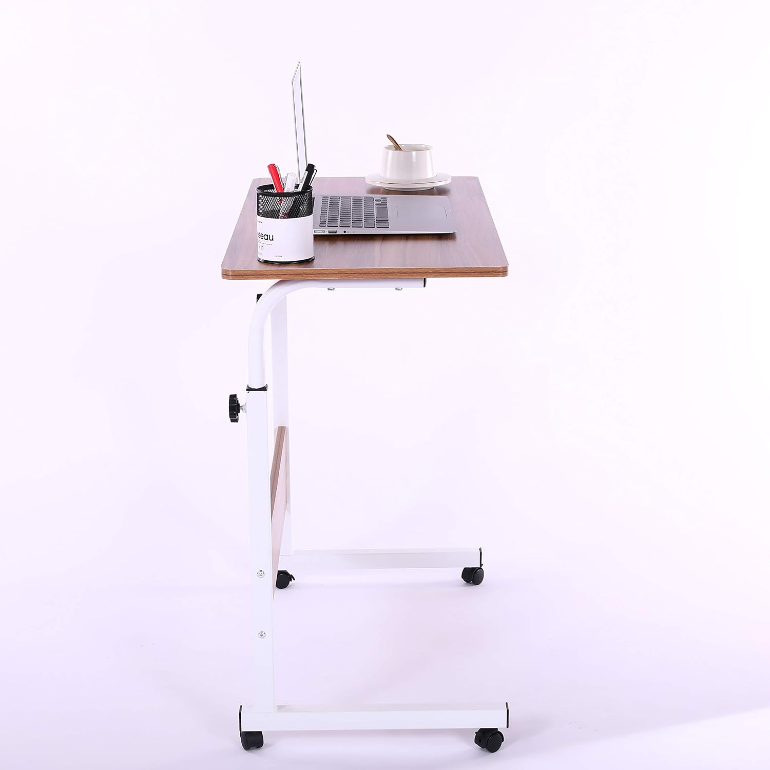 Laptop Cart 31.5" Mobile Table Fancasa Movable Portable Adjustable Notebook Computer Stand with Wheels (Teak): Home Audio & Theater
