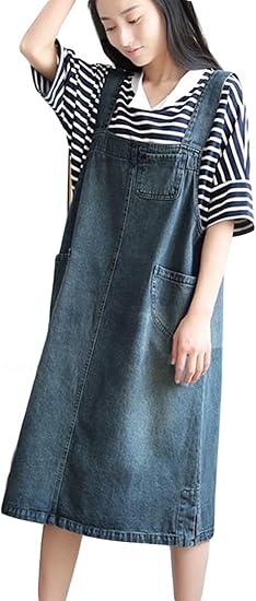 Amazon Bscoolレディース サロペット ワンピース ゆったり デニム サロペット ワンピー 春 夏 オールインワン オーバーオール かわいい ブルー オールインワン 通販